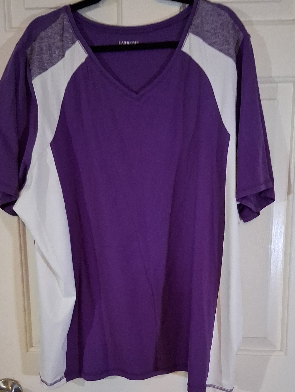 Catherines Purple and White V-Neck Short Sleeve Tee